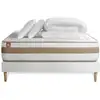 Image de Pack Prêt A Dormir Matelas Le Raffiné 140x190cm Ressorts Ensaches + Memoire De Forme Biovisco + Sommier Kit Blanc