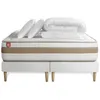 Image de Pack Prêt A Dormir Matelas Le Raffiné 160x200cm Ressorts Ensaches + Memoire De Forme Biovisco + Double Sommiers Blanc