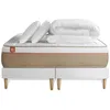 Image de Pack Prêt A Dormir Matelas Le Soyeux 180x200cm Ressorts Ensaches + Memoire De Forme Biovisco + Double Sommiers Blanc