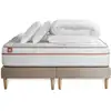 Image de Pack Prêt A Dormir Matelas Le Paisible 160x200cm Memoire De Forme Biovisco + Double Sommiers Beige + 2 Oreillers + Couet