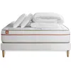 Image de Pack Prêt A Dormir Matelas Le Paisible 180x200cm Memoire De Forme Biovisco + Sommier Kit Blanc