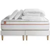 Image de Pack Prêt A Dormir Matelas Le Paisible 180x200cm Memoire De Forme Biovisco + Double Sommiers Blanc + 2 Oreillers + Couet