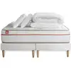 Image de Pack Prêt A Dormir Matelas Le Paisible 160x200cm Memoire De Forme Biovisco + Double Sommiers Blanc + 2 Oreillers + Couet