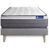 Image de Ensemble Matelas Sommier 90x200 cm - Sommier Gris (en kit) - Actiflex Plus