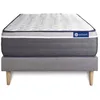 Image de Ensemble Matelas Sommier 90x200 cm - Sommier Gris (en kit) - Actilatex Plus