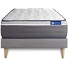 Image de Ensemble Matelas Actilatex Plus 80x200 Latex+mémoire De Forme Maxi Épaisseur 7zones De Confort + Sommier Kit Gris