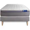 Image de Ensemble Matelas Mémoire De Forme Actimemo Zen 80x200 Maxi Épaisseur 7zones De Confort + Sommier Kit Gris