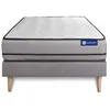 Image de Ensemble Matelas Sommier 80x200 cm - Sommier Gris (en kit) - Actimemo Night