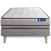 Image de Ensemble Matelas Sommier 80x190 cm - Sommier Gris (en kit) - Actimemo Night