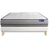 Image de Ensemble Matelas Actilatex 120x200cm 2 Faces À Mémoire De Forme + Latex 3zones De Confort + Sommier Kit Blanc