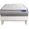 Image de Ensemble Matelas Actilatex 80x200cm 2 Faces À Mémoire De Forme + Latex 3zones De Confort + Sommier Kit Blanc