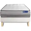 Image de Ensemble Matelas Actilatex 80x190cm 2 Faces À Mémoire De Forme + Latex 3zones De Confort + Sommier Kit Blanc