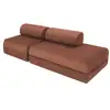 Image de Canapé droit convertible 3 places - velours côtelé - terracotta Canapé modulable & convertible