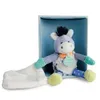 Image de Doudou Ane Bleu Choupidoudou Avec Mouchoir 18cm Et Coffret Naissance En Bois - Peluche Enfant - Cadeau Naissance Doudou Compagnie