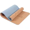 Image de Tapis de yoga en liège double face - SPORTIFRANCE - beige/bleu - 183cm x 61cm x 05cm