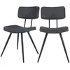 Image de Lot de 2 chaises en cuir synthétique gris / noir - Texas - Maison Pavane
