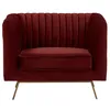 Image de Fauteuil en velours bordeaux et pieds en métal doré - Gatsby - Maison Pavane