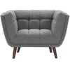 Image de Fauteuil capitonné en tissu gris - Carmen - Maison Pavane