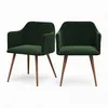 Image de Lot de 2 chaises avec accoudoirs en velours vert foncé - Daisy - Maison Pavane