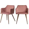 Image de Lot de 2 chaises avec accoudoirs en velours rose - Daisy - Maison Pavane