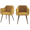 Image de Lot de 2 chaises avec accoudoirs en velours jaune moutarde - Daisy - Maison Pavane