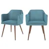 Image de Lot de 2 chaises avec accoudoirs en velours bleu - Daisy - Maison Pavane