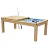 Image de Table de billard convertible bois clair tapis bleu clair-eddie Eddie