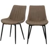 Image de Lot de 2 chaises en cuir synthétique taupe et métal noir - Killi - Maison Pavane