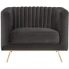 Image de Fauteuil en velours gris et pieds en métal doré - Gatsby - Maison Pavane