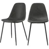 Image de Lot de 2 chaises en cuir synthétique gris/noir - Henrik - Maison Pavane