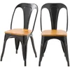 Image de Lot de 2 chaises en métal noir et bois dorme - Yoanna - Maison Pavane
