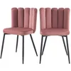 Image de Lot de 2 chaises en velours rose et pieds en métal noir - Rosy - Maison Pavane