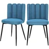 Image de Lot de 2 chaises en velours bleu et pieds en métal noir - Rosy - Maison Pavane