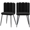 Image de Lot de 2 chaises en velours noir et pieds en métal noir - Rosy - Maison Pavane