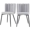 Image de Lot de 2 chaises en tissu gris et pieds en métal noir - Rosy - Maison Pavane
