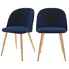 Image de Lot de 2 chaises en velours bleu foncé et pieds en métal-cozy Cozy