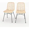 Image de Lot de 2 chaises en rotin naturel et pieds en métal noir - Tamara - Maison Pavane