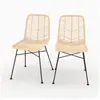 Image de Lot de 2 chaises en rotin naturel et pieds en métal noir-tamara Tamara