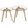 Image de Tables basses rondes en verre et bois dhévéa (lot de 2) - Vénus - Maison Pavane