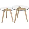 Image de Tables basses rondes en verre et bois d'hévéa (lot de 2)-vénus Vénus