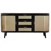 Image de Buffet noir 2 portes 3 tiroirs en bois de manguier et cannage-wendy Wendy