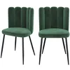 Image de Lot de 2 chaises en velours vert et pieds en métal - Rosy - Maison Pavane