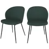 Image de Lot de 2 chaises vertes en tissu bouclette et pieds en métal - Groom - Maison Pavane