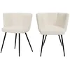 Image de Lot de 2 chaises en tissu bouclé beige et pieds en métal - Cosette - Maison Pavane