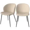 Image de Lot de 2 chaises en tissu bouclé beige et pieds en métal - Groom - Maison Pavane