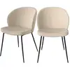 Image de Lot de 2 chaises en tissu bouclé beige et pieds en métal-groom Groom