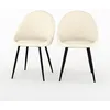 Image de Lot de 2 chaises en tissu bouclé blanc cassé - Rona - Maison Pavane