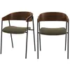 Image de Lot de 2 chaises en velours vert kaki et bois de noyer - Esmée - Maison Pavane
