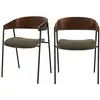 Image de Lot de 2 chaises en velours vert kaki et bois de noyer-esmée Esmée