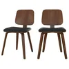 Image de Lot de 2 chaises en bois plaqué noyer et PU noir - Flow - Maison Pavane